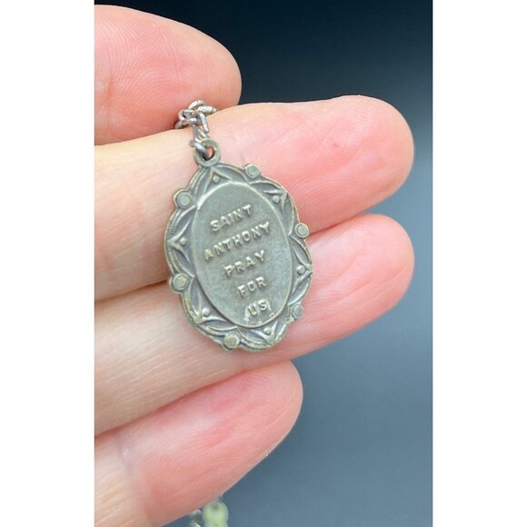 Vintage Mother of Pearl Rosary Catholic MOP Prayer Beads Saint Anthony - Picture 6 of 9